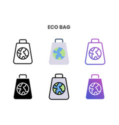 Eco Bag Icons Set With Different Styles