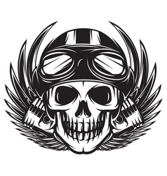 Monochrome image with skulls motorcycles wings Vector Image