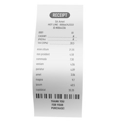 Receipt Mockup Realistic Paycheck Supermarket