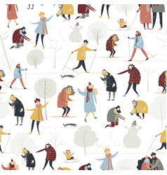 Seamless Pattern With People Enjoying