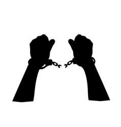 Silhouette Man Hands Breaking Handcuffs