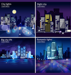 City Nightscape Icon Set