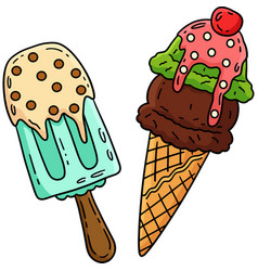 Double Scoop Ice Cream And Popsicle Clipart