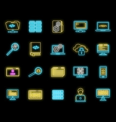 Pc Testing Software Icons Set Neon