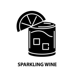 Sparkling Wine Icon Black Sign