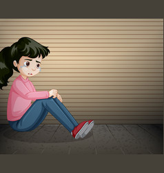 Scene With Girl Crying Alone On Street