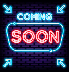 Coming Soon Badge In Neon Style Neon Script Neon