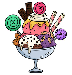 Ice Cream Parfait Cartoon Colored Clipart