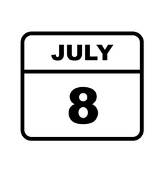 July 8th Date On A Single Day Calendar