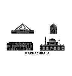 Russia Makhachkala Flat Travel Skyline Set