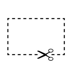 Cut Here Symbol With Scissors Rectangle Shape