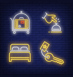 Hotel Service Neon Sign Set Bedroom Bell