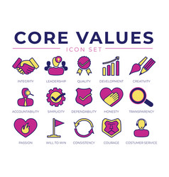 Core Values Retro Icon Set Integrity Leadership