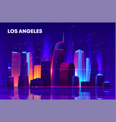 Los Angeles Night City With Neon Illumination