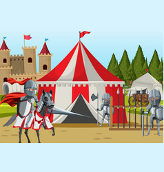 Medieval Army Camp Scene With Armour Knight