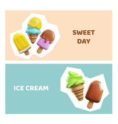 Design Cards With Ice Cream 3d Volume