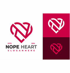 Letter N Heart Logo Design Symbol Icon