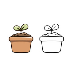 Seedling Sprout In A Flower Pot Cute Cartoon