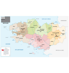 Administrative Map French Region Brittany