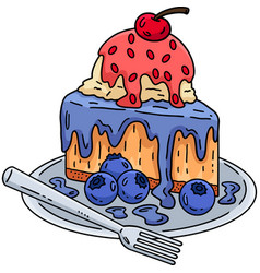 Ice Cream Cake Cartoon Colored Clipart