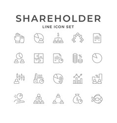 Set Line Icons Of Shareholder