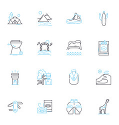 Terrain Linear Icons Set Rough Rocky Hilly