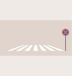 Traffic Signs On City Road And Crosswalk Concept