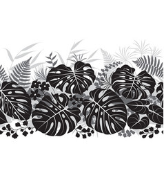 Tropical leaves silhouette pattern Royalty Free Vector Image