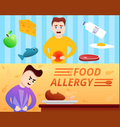 Food Allergy Banner Set Cartoon Style