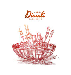 Hand Draw Diwali Crackers Sketch Design