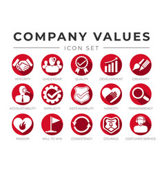 Company Core Values Round Web Icon Set Integrity