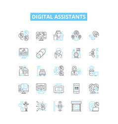 Digital Assistants Line Icons Set Ai