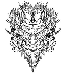 Dragon Head And Thai Line Artkabuki Demon Mask