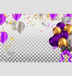 Purple And Gold Balloons And Confetti