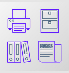 Set Line News Office Folders With Papers And