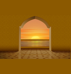 View Balcony On Mosque In Sunset