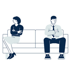 Couple Conflict Man And Woman Sit On Couch