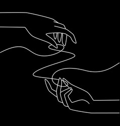 Hands Holding Rope White On Black Line