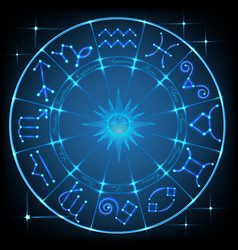 Aquarius zodiac sign horoscope symbol blue Vector Image