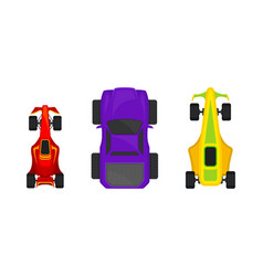 Bright Sports Car Models Above View Set