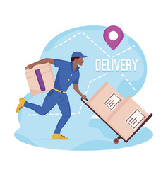 Delivery Male Character With Boxes