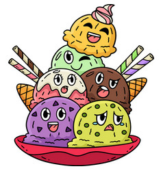 Ice Cream Tower Cartoon Colored Clipart