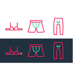 Set Line Pants Bra And Men Underpants Icon