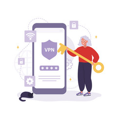 Vpn Technology Elderly Woman Using Software