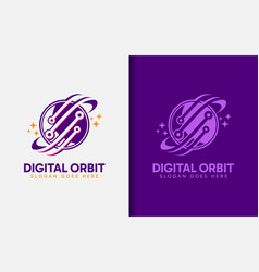 Digital Orbit Logo Design Minimalist Planet