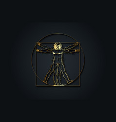 Vitruvian Man By Leonardo Da Vinci - Logo Gold