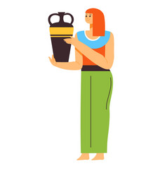 Woman Holding Ancient Egyptian Or Vase