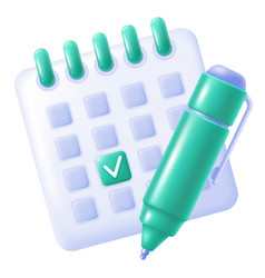 Desk Calendar And Ball Pen Icon