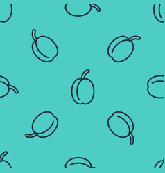 Black Line Plum Fruit Icon Isolated