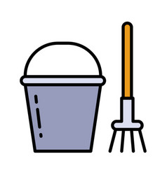 Bucket And Rake Color Icon Garden Tools